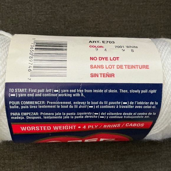 White Yarn - Red Heart 6 Full/Almost Full Skeins, 1 Almost Full Skein Natura Say - Picture 4 of 6